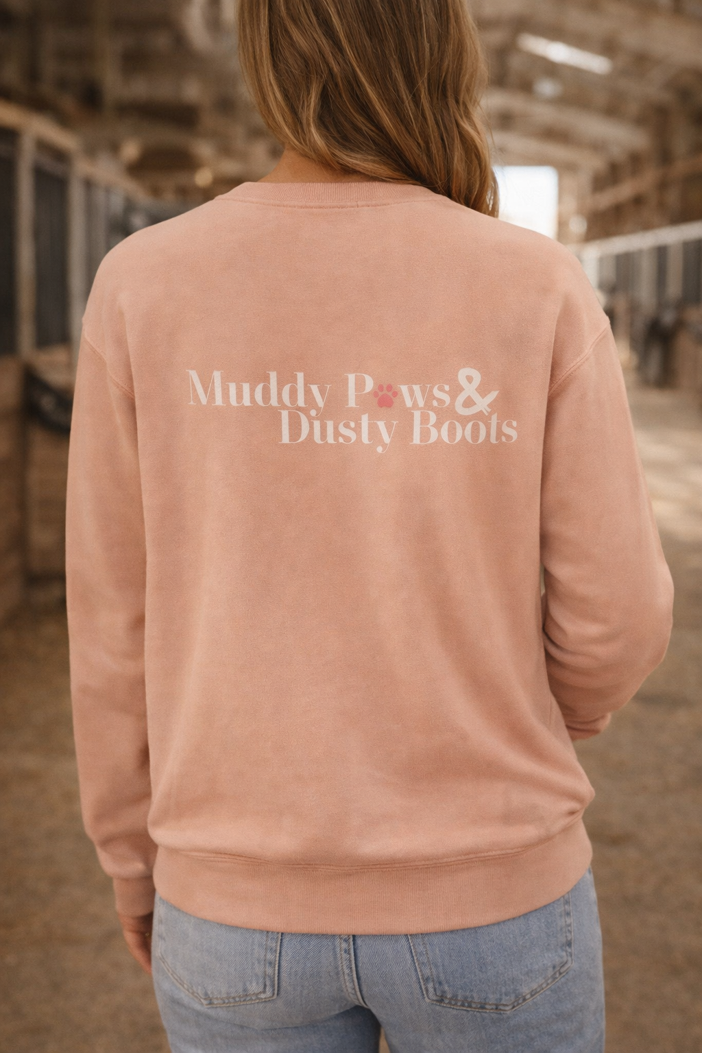 Muddy Paws & Dusty Boots Crewneck - Peach